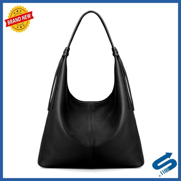 Genuine Leather Slouchy Hobo Tote Handbag Shoulder Satchel Tassel Ribbon